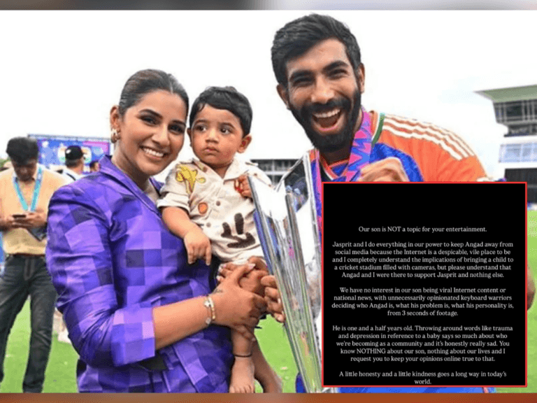 Jasprit Bumrah wife Sanjana Ganesan criticized online users for making insensitive comments about their son | ‘माझा मुलगा तुमच्या…’, अंगदची खिल्ली उडवणाऱ्याशी भडकली बुमराची पत्नी